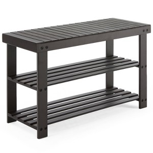 DSVIMOY 3-Tier Shoe Rack Bench, Storage Organizer Suitable for Entryway Living Room, Brown, 11.2"*17.9"*27.5" - 1 of 4