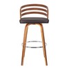 30" Benj Mid-Century Swivel Height Barstool Brown - Armen Living: Walnut Frame, Faux Leather - 2 of 4