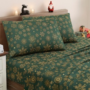 Printed Holiday 4pc Sheet Sets, Easy Care, Soft & Wrinkle-Resistant Holiday Bedding by Sweet Home Collection™ - 1 of 4