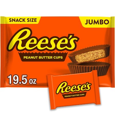 Reese's Peanut Butter Milk Chocolate Cups Halloween Candy Jumbo Snack Size - 19.5oz