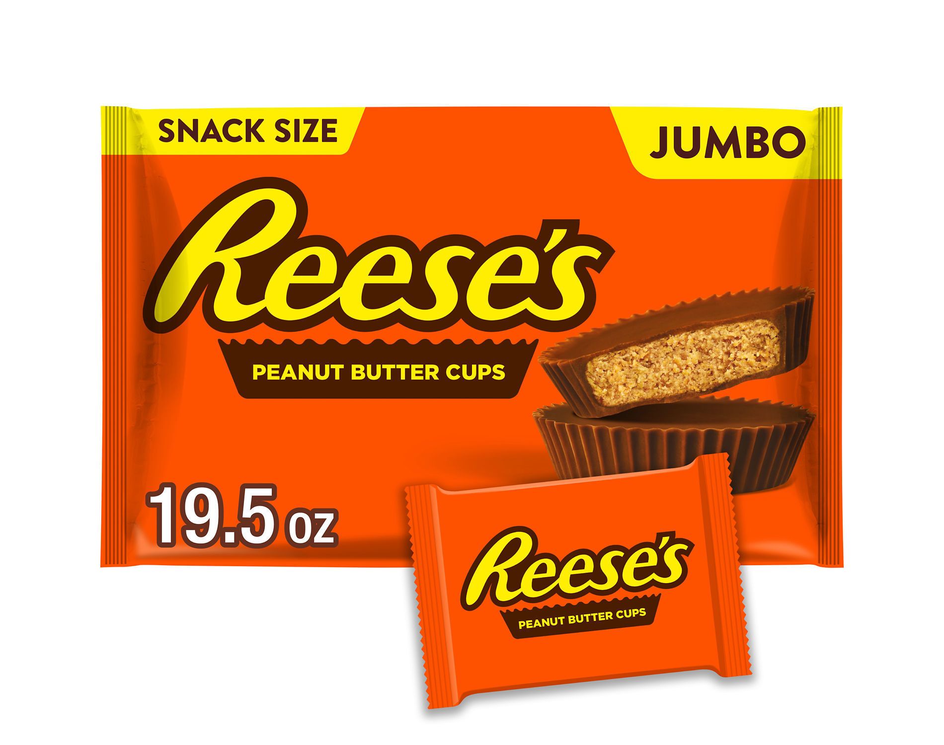 Reese's Peanut Butter Milk Chocolate Cups Halloween Candy Jumbo Snack Size - 19.5oz