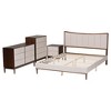 Baxton Studio Nikolai Mid-Century Channel Tufted Beige Fabric and Wenge Brown Wood 4-Piece Queen Bedroom Set - 3 of 4