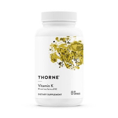 Thorne Vitamin K (formerly 3-K Complete) - Vitamins K1 and K2 (as MK-4 and MK-7) - Supports Strong Bones - 60 Capsules