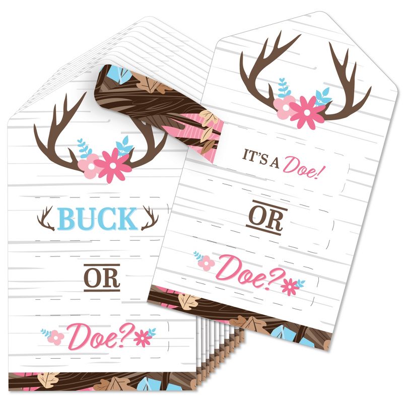 Big Dot of Happiness Girl Buck or Doe - Party Game Pickle Cards - Hunting Gender Reveal Pull Tabs - Set of 12, 1 of 6