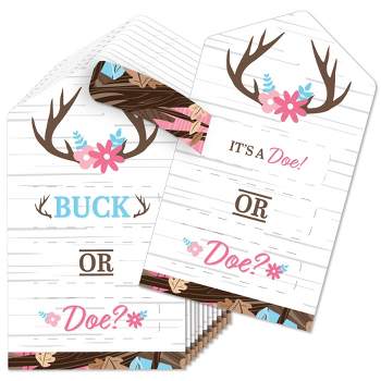 Big Dot of Happiness Girl Buck or Doe - Party Game Pickle Cards - Hunting Gender Reveal Pull Tabs - Set of 12