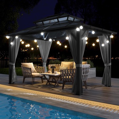 Gazebo All-Weather Aluminum with Dual-Layer Polycarbonate Roof