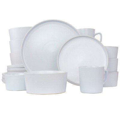 Elama Luxmatte 20-Piece Minimalist White Ceramic Dinnerware Set