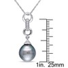 EVERLY JEWELRY | 10K White Gold 9.5 - 10 MM Platinum Tahitian Cultured Pearl and Diamond Circle Link Pendant with Chain - 17 inch - 4 of 4