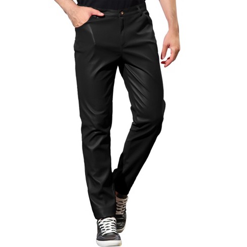 Mens slim fit hot sale leather pants