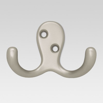 2pk double prong robe hooks Satin Nickel - Room Essentials™
