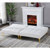 Convertible Sofa Bed Futon with Gold Metal Legs Teddy Fabric - 3 of 4