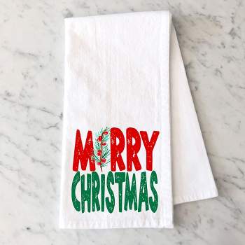 City Creek Prints Red And Green Merry Christmas Tea Towels - White