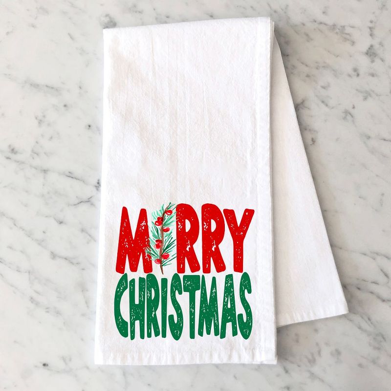 City Creek Prints Red And Green Merry Christmas Tea Towels - White, 1 of 3