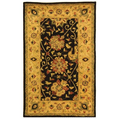 Antiquity Black and Gold Handmade Wool Area Rug 4' x 6'