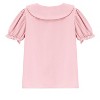 Girls Short Sleeve Peter Pan Blouse Puff Sleeve Button Down Shirt School Uniform Blouse 3-12 Years - 2 of 3