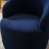 25.6"Swivel Accent 360°Swivel  Armchair Barrel Chair With Black Powder Coating Metal Ring，White+Velvet - 4 of 4