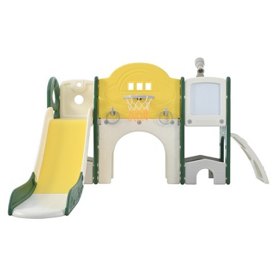 Infurnic Baby Activity Gyms, Baby Play Set with 8-in-1 Slideand and Crawl-through Tunnel, for Baby Essentials Gift, Multicolored, 82.7"*65.4"*45.3"