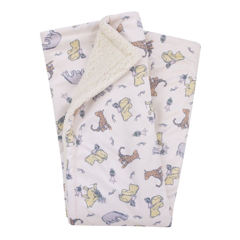 Disney Classic Pooh Naturally Friends Ivory and Taupe Piglet, Eeyore, and Tigger Super Soft Cuddly Plush Baby Blanket, 4 of 8