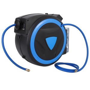 Wall Mount Air Hose Reel  Retractable - Auto Rewind Compressor Hose Reel with 180° Swivel, 300 PSI Hybrid Hose, 1/4" Out, 3/8" In (PP) - 1 of 4