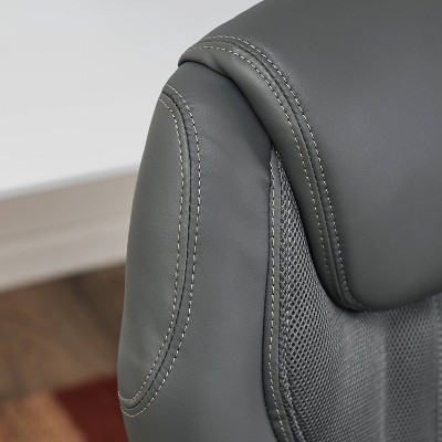 ErgoExec High-Back Swivel Executive Chair in Light Gray Mesh & Faux Leather