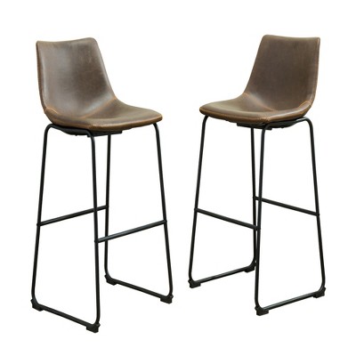 Dsvimoy Counter and Bar Stool Vintage PU Leather Adjustable Set of 2 for Classic Spaces, Brown, 31.75"*13"*20.5"