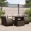 vidaXL Patio Sofa Set with Cushions Outdoor Furniture 7 Piece Poly Rattan - Brown and Cream without storage - 2 of 4