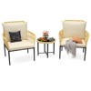 3-Piece Bistro Patio Set, All-Weather Wicker Conversation Set with Cushions & Coffee Table for Garden, Balcony, Deck, or Poolside ¨C Beige - 3 of 4