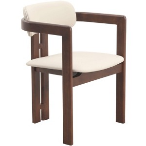 LeisureMod Velo Upholstered Leather Dining Chairs– Open Back Design with Solid Wood Legs, Modern Kitchen, Dining Room, Cafe, Restaurant Seating - 1 of 4