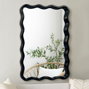 Beautyolove 20 in. W x 30 in. H Rectangle Black Wood Framed Wavy Wall Mirror - 1 of 4