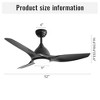 HOMLUX 52" Ceiling Fan W/3-Color LED Light & 6-Speed Remote Control Quiet Fan - 3 of 4