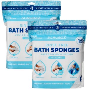 Scrubzz No Rinse Bath Wipes for Adults Bathing, Adult Rinse Free Bath Sponges - Disposable - 1 of 4