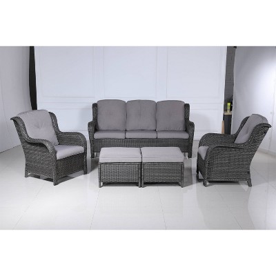 5pc Metal Frame Patio Conversation Set with Gray Cushions - Moda Furnishings inc