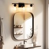 DORESshop Elegant 25 in. 3-Light Matte Black Bathroom Vanity Light, Modern Farmhouse Wall Sconce with Open Globe Glass Shades - 3 of 4