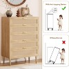 Zstar Rattan 5 Drawer Dresser, 44" High Narrow Chest of Drawers - 4 of 4