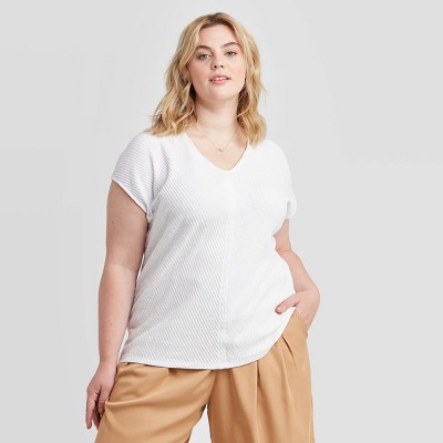 plus size white short sleeve top