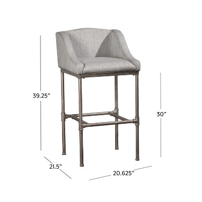 Dillon 27.7" Modern Industrial Gray Metal Bar Stool with Wingback Design