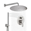 Cobbe Stylish High-Pressure Stainless Steel Round Shower System with ultra-thin 12-inch overhead rainfall,Handheld Spray and Rough in-Valve - 2 of 4