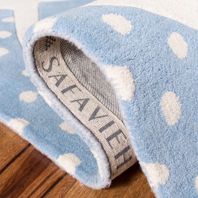Blue and Ivory Wool Hand-Tufted Kids Bunny Rug