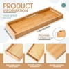 Attop 3-Piece Bamboo Tea Tray Set 11x4inch Rectangular Bathroom Counter Trays with Edges for Vanity Food Coffee Snacks - 2 of 4