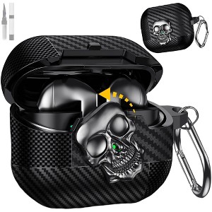 HTUTWOO Compatible with AirPods Pro 3rd Generation, Skull Pattern Protective Case, Full Body Shockproof with Keychain and Cleaning Kit - 1 of 4