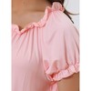 cheibear Women's Victorian Ruffle Short Sleeve Tie Neck Pajama Sleep Dress - 4 of 4
