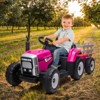 12V Kids Battery Powered Electric Tractor with Trailer, Toddler Ride On Car, RC, 7-LED Headlights/ 2+1 Gear Shif, for Kids - 2 of 4