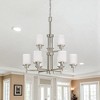 Sunset Lighting Somes 9-Light 2-Tier Chandelier, Linen Glass, Bright Satin Nickel - 3 of 4