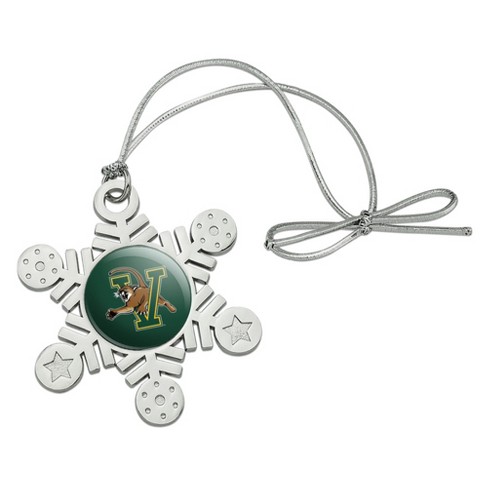 University of Vermont Catamount Logo Metal Snowflake Christmas Tree Holiday Ornament - image 1 of 3