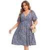 LXT-Plus Size  A Line Flowy Midi Dresses Plus Size Floral Party Dress - 3 of 4