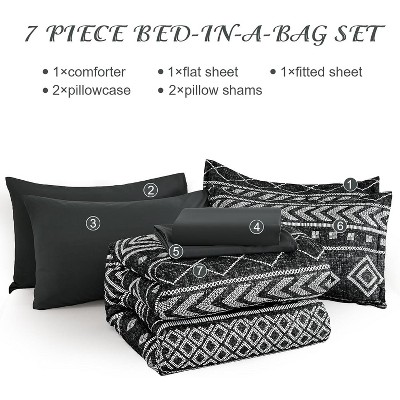 Der Rose BALHAM TRADE-Queen Size Comforter Set 7 Pieces Boho Aztec Lightweight Soft Bed Comforter Set Grayish Blue-Queen 90"x90" — фото 2