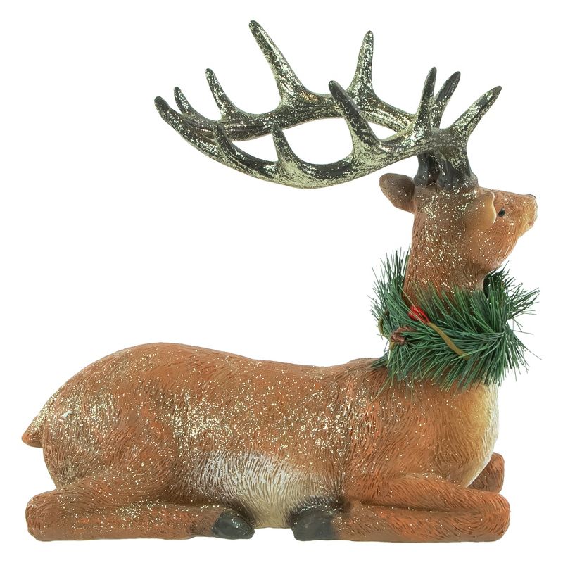 Northlight 10" Glittered Brown Kneeling Deer Christmas Decoration, 5 of 8
