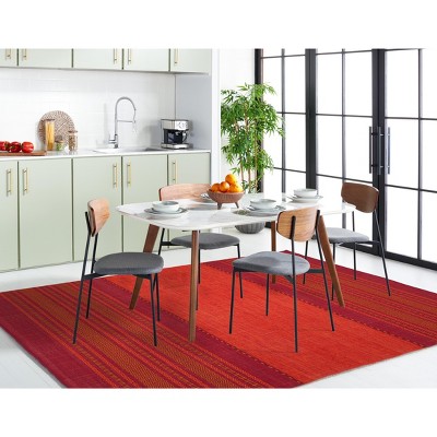 Handmade Flat Woven Cotton Orange and Red 4' x 6' Area Rug