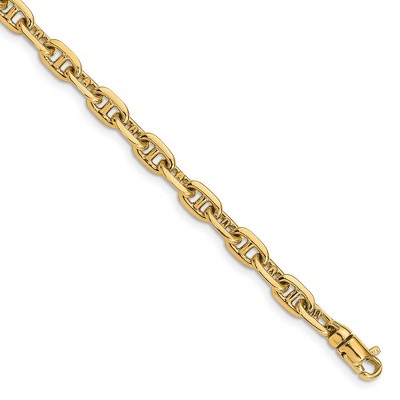 Black Bow Jewelry 14k Yellow Gold, 5mm Fancy Anchor Link Chain Bracelet, 8.5 Inch