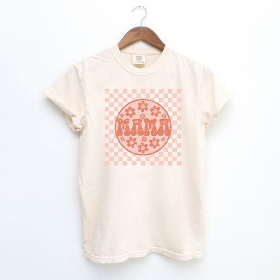 Simply Sage Market Women's Checkered Mama Flowers Short Sleeve Garment Dyed Tee